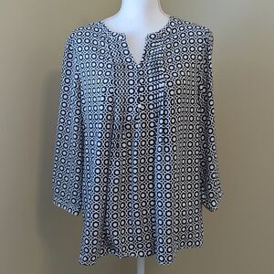 Croft & Barrow Black and White Patterned Top - Size Large
